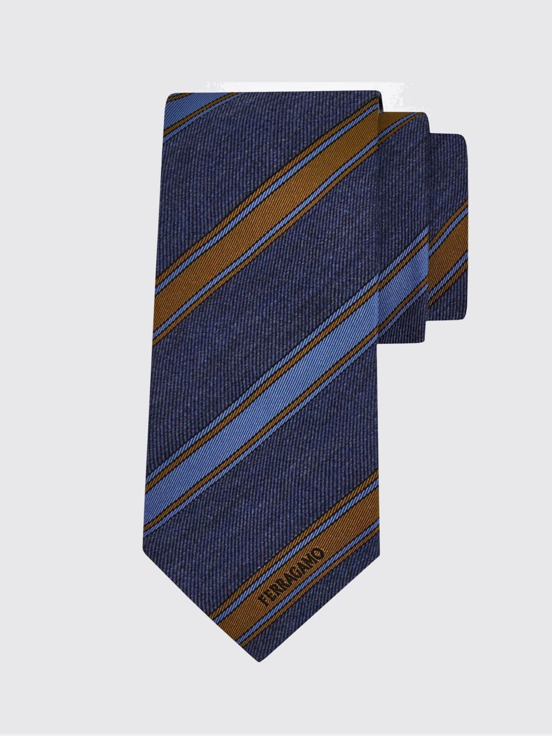 Ferragamo Bicolor Striped Tie in Pure Jacquard Silk