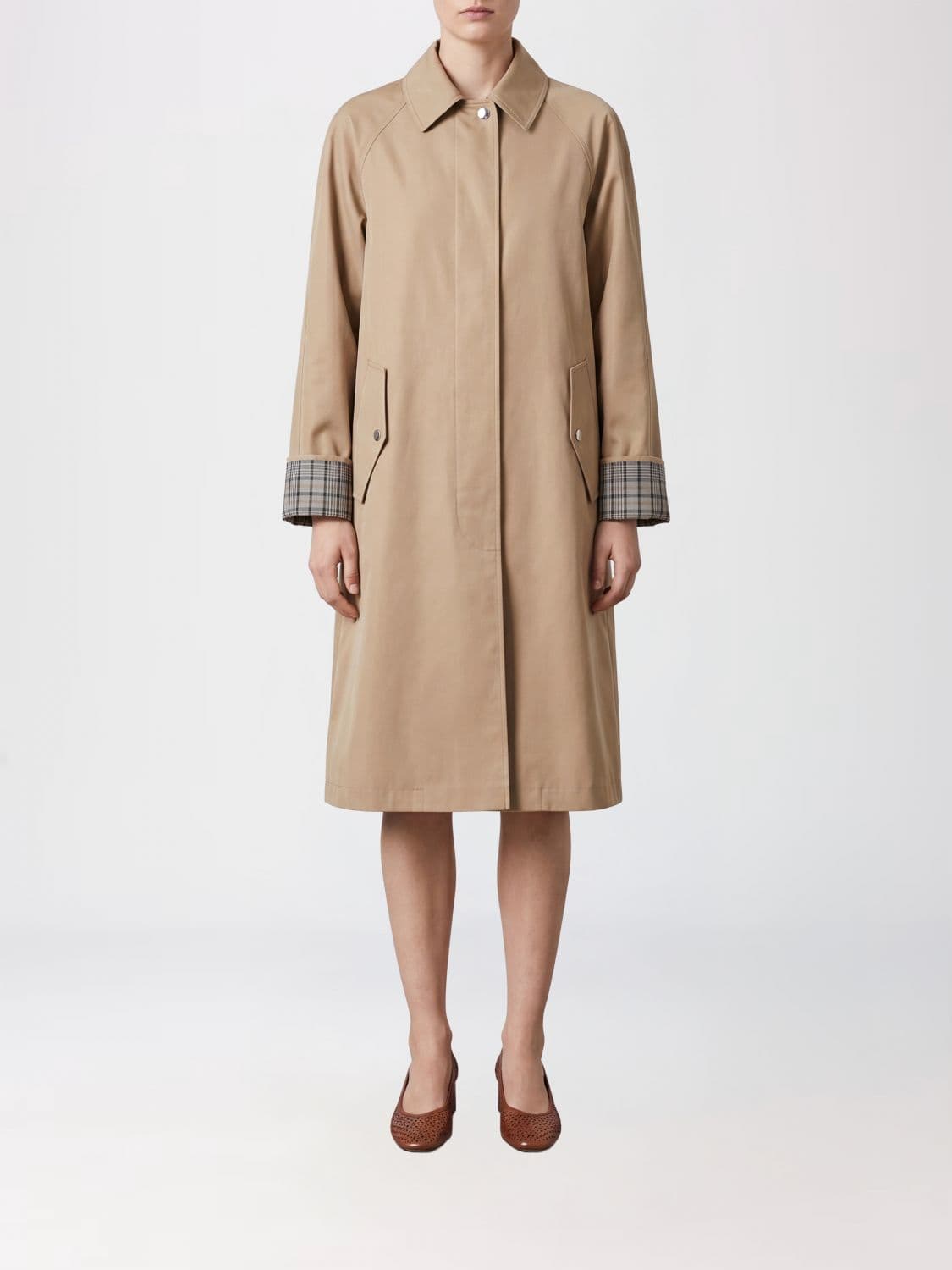 Oof Wear Single-Breasted Knee-Length Technical Fabric Trench Coat with Classic Collar · S