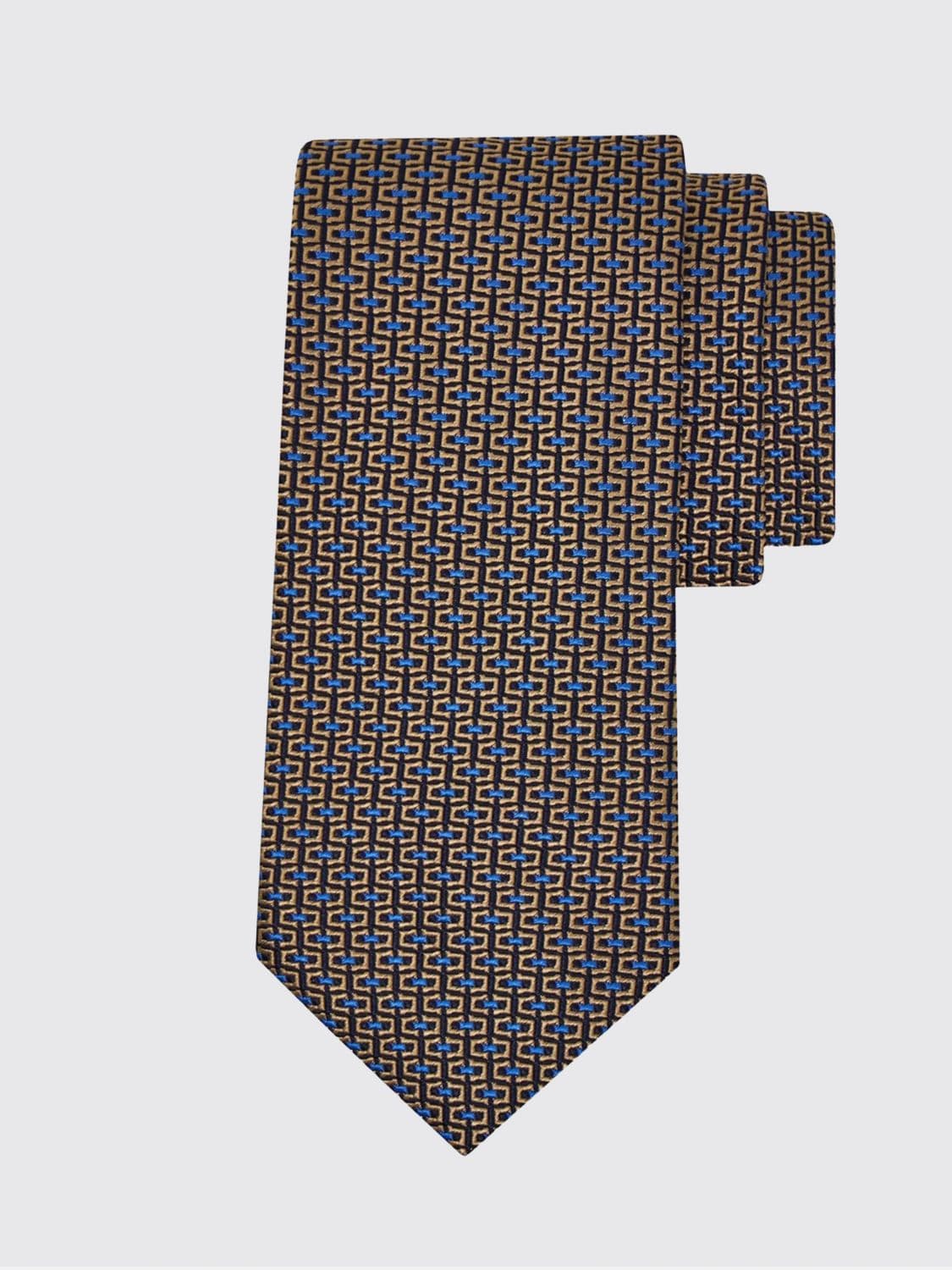 Ferragamo Pure Silk Tie with Abstract Geometric Print · OS