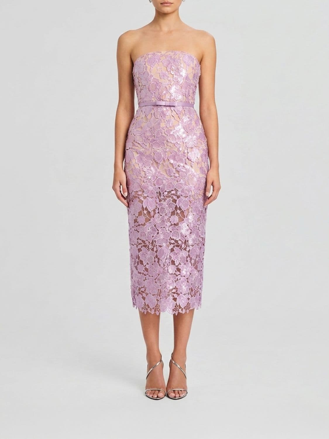 Retrofete Off-the-Shoulder Macramé Lace Sheath Dress Retrorfete with Sequins · S