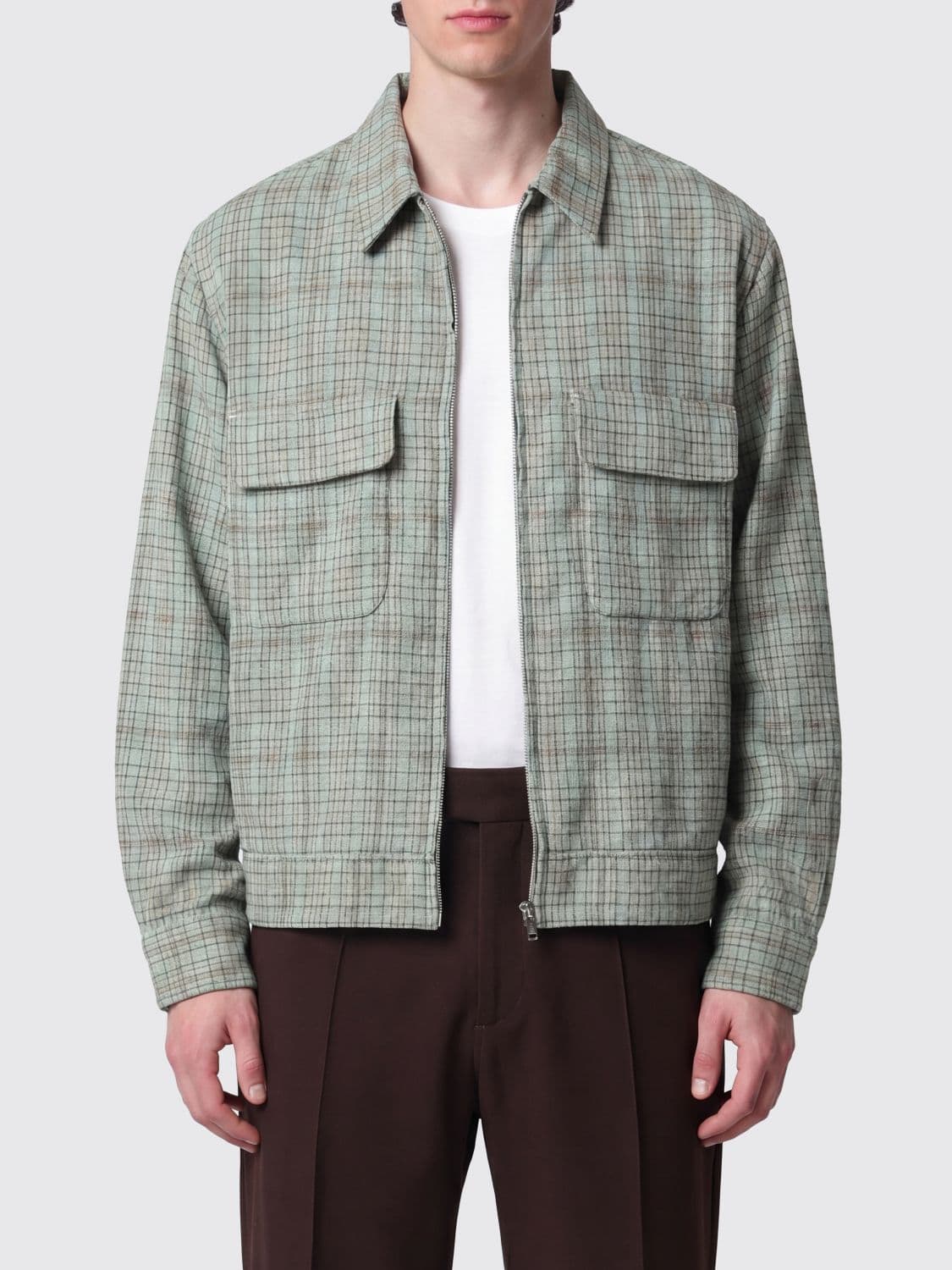 Needles Dobby Grid Check Rayon-Blend Overshirt with Flap Pockets