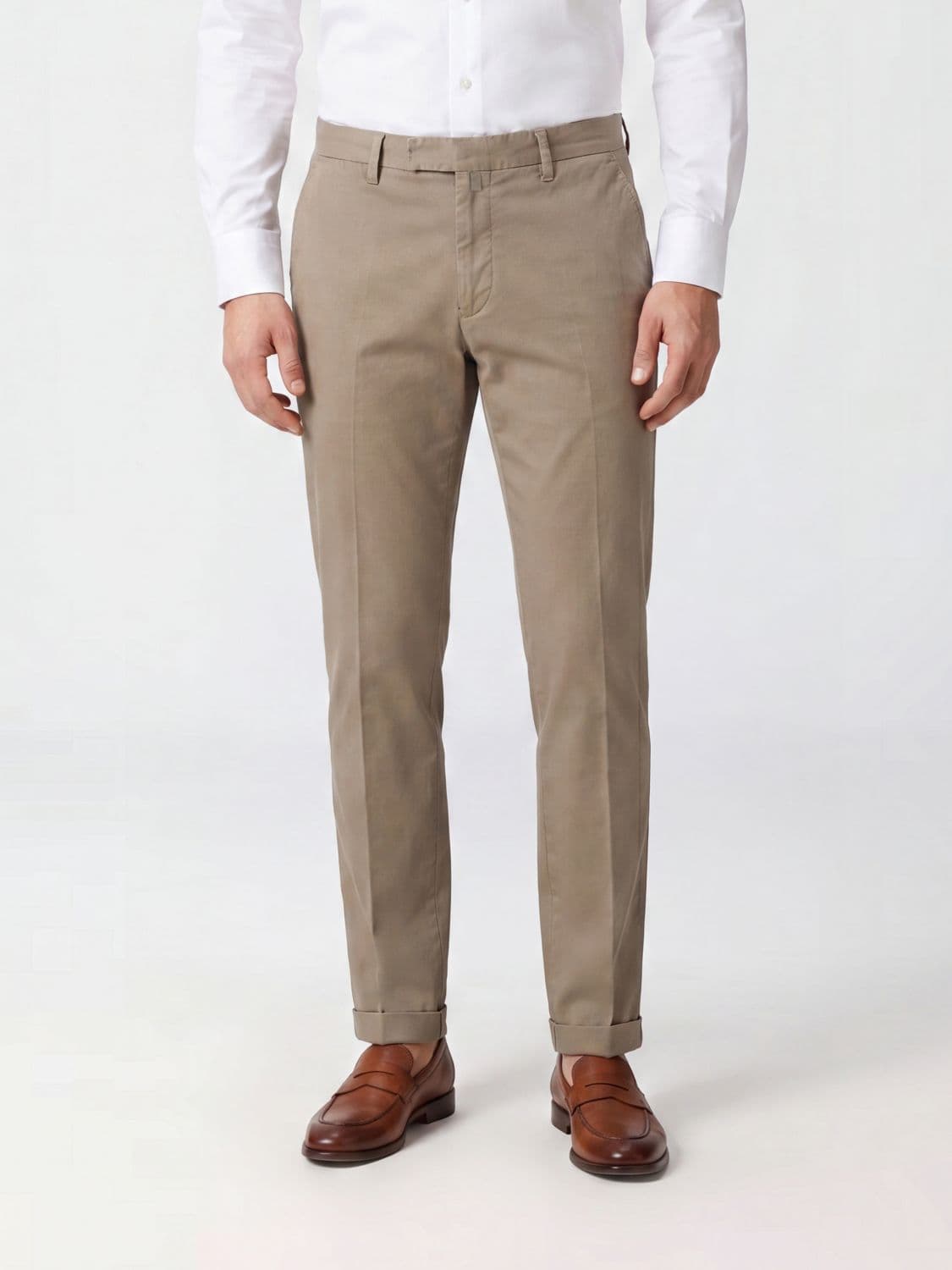 Briglia 1949 Slim Fit Tailored Trousers in a Cotton and Linen Blend · 46