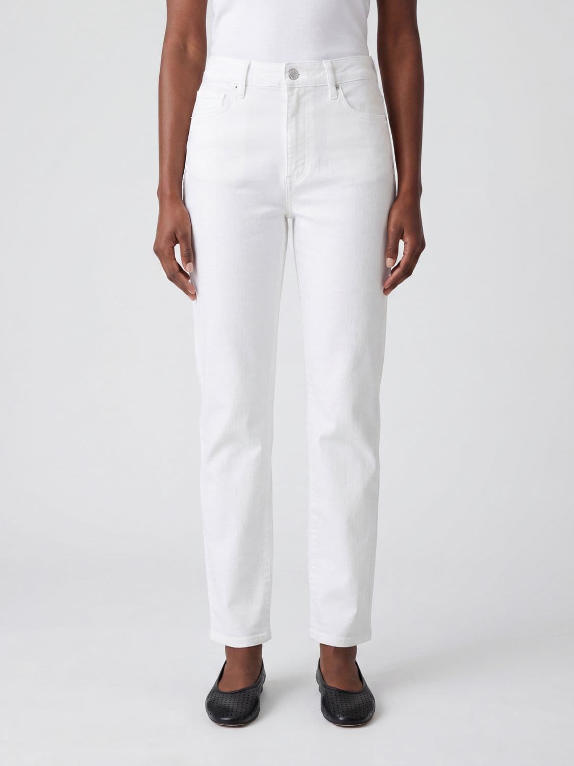 Paige Mason High-Waisted Straight Leg Jeans in Stretch Cotton Denim