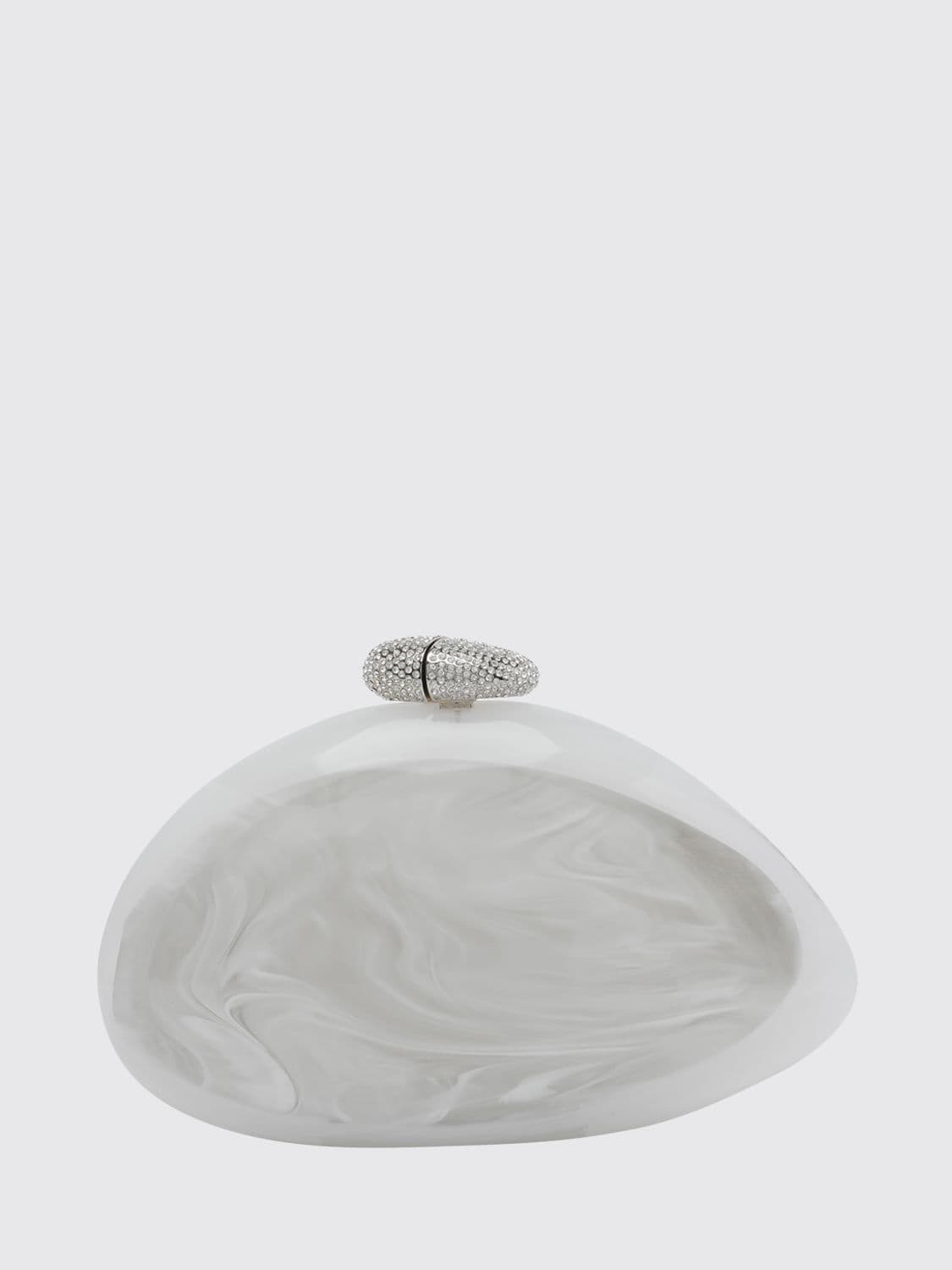 Benedetta Bruzziches Ariel Clutch in Methacrylate with Rhinestone Embroidery