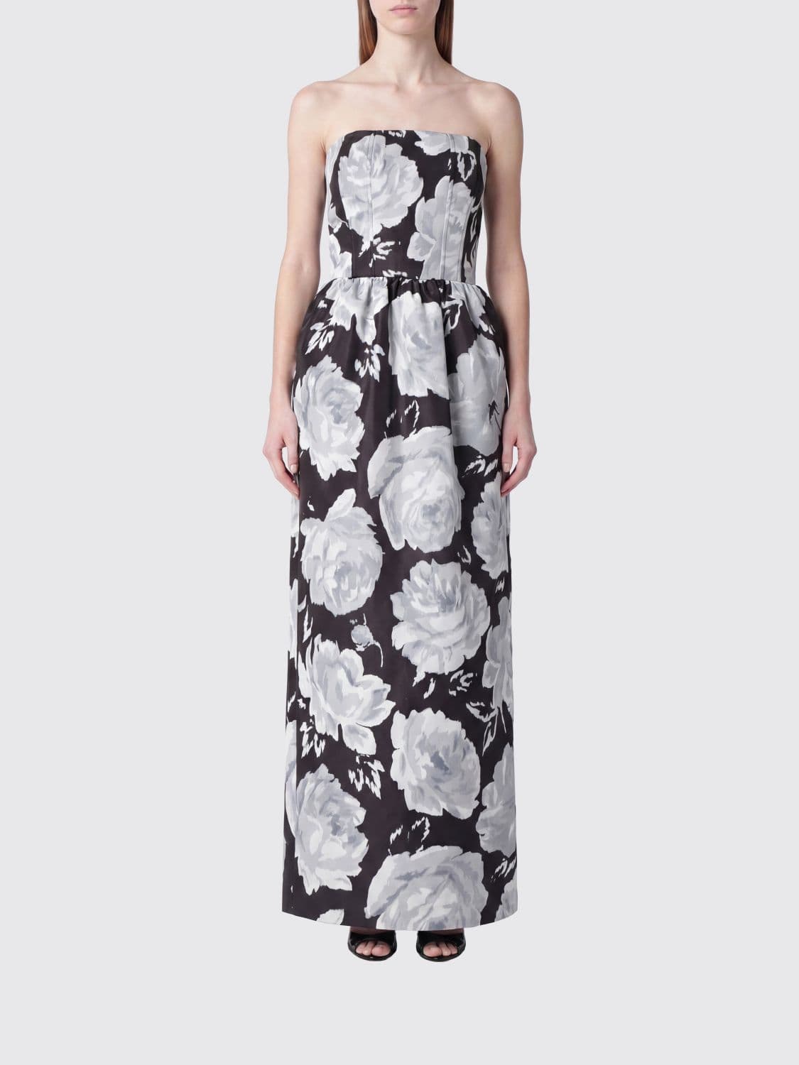 Patou Floral-Print Viscose Bustier Gown