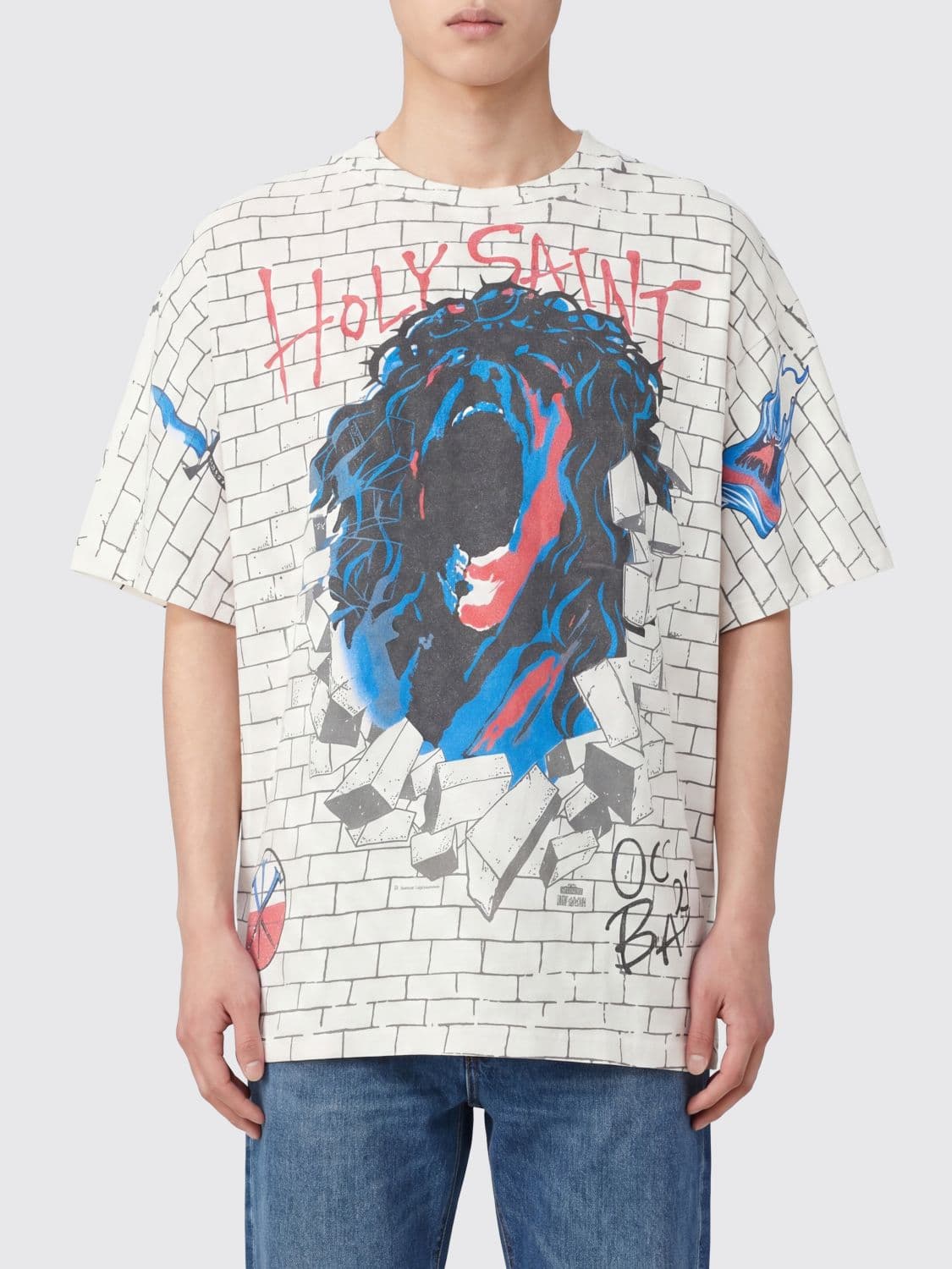 Saint Mxxxxxx Relaxed Fit Graphic Print T-shirt in Urban-Style Cotton