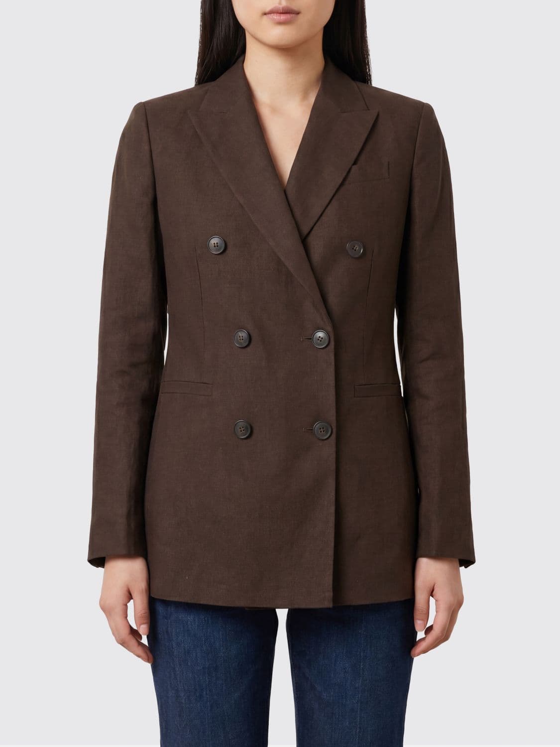Pt Torino Cropped Double-Breasted Linen-Blend Blazer with Peak Lapels