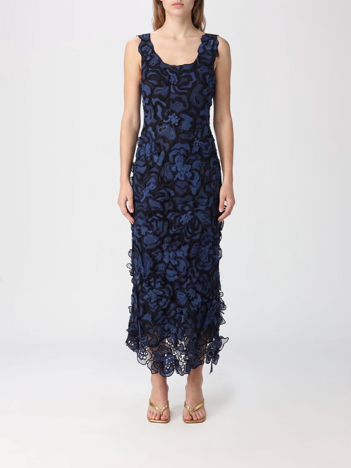Simkhai Off-the-Shoulder Floral Lace Midi Cocktail Dress