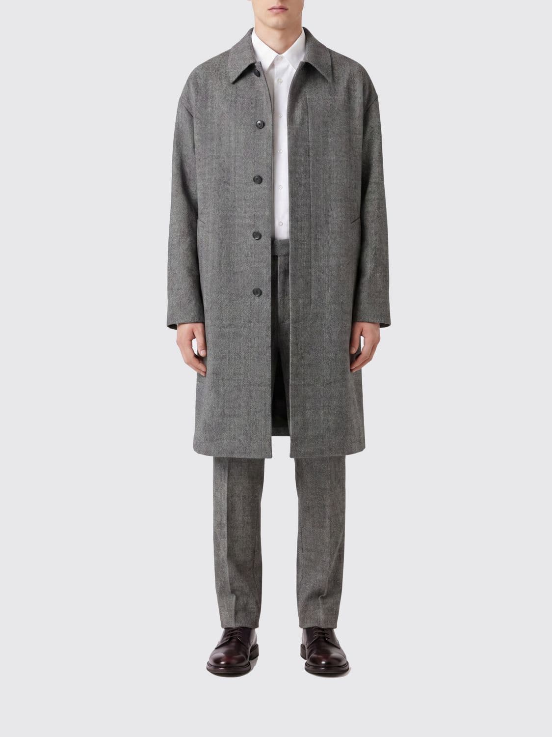 Fear Of God Single-Breasted Long Coat in Pure Virgin Wool with Patch Pockets