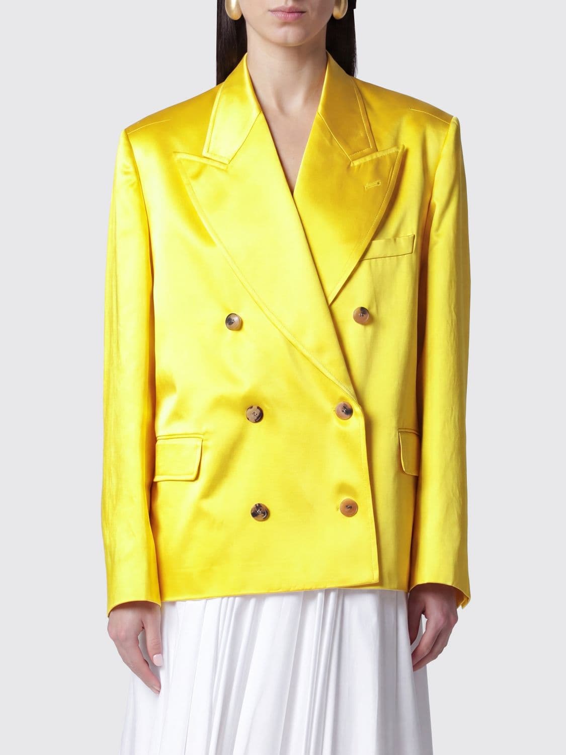 Dries Van Noten Double-Breasted Cotton-Blend Blazer with Peak Lapels · M