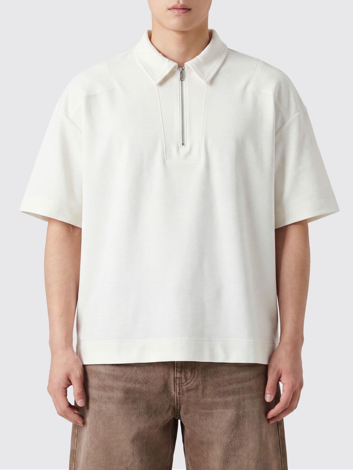 Tatras Short-Sleeved Cotton Polo Shirt with Zip Closure and Dropped Shoulders