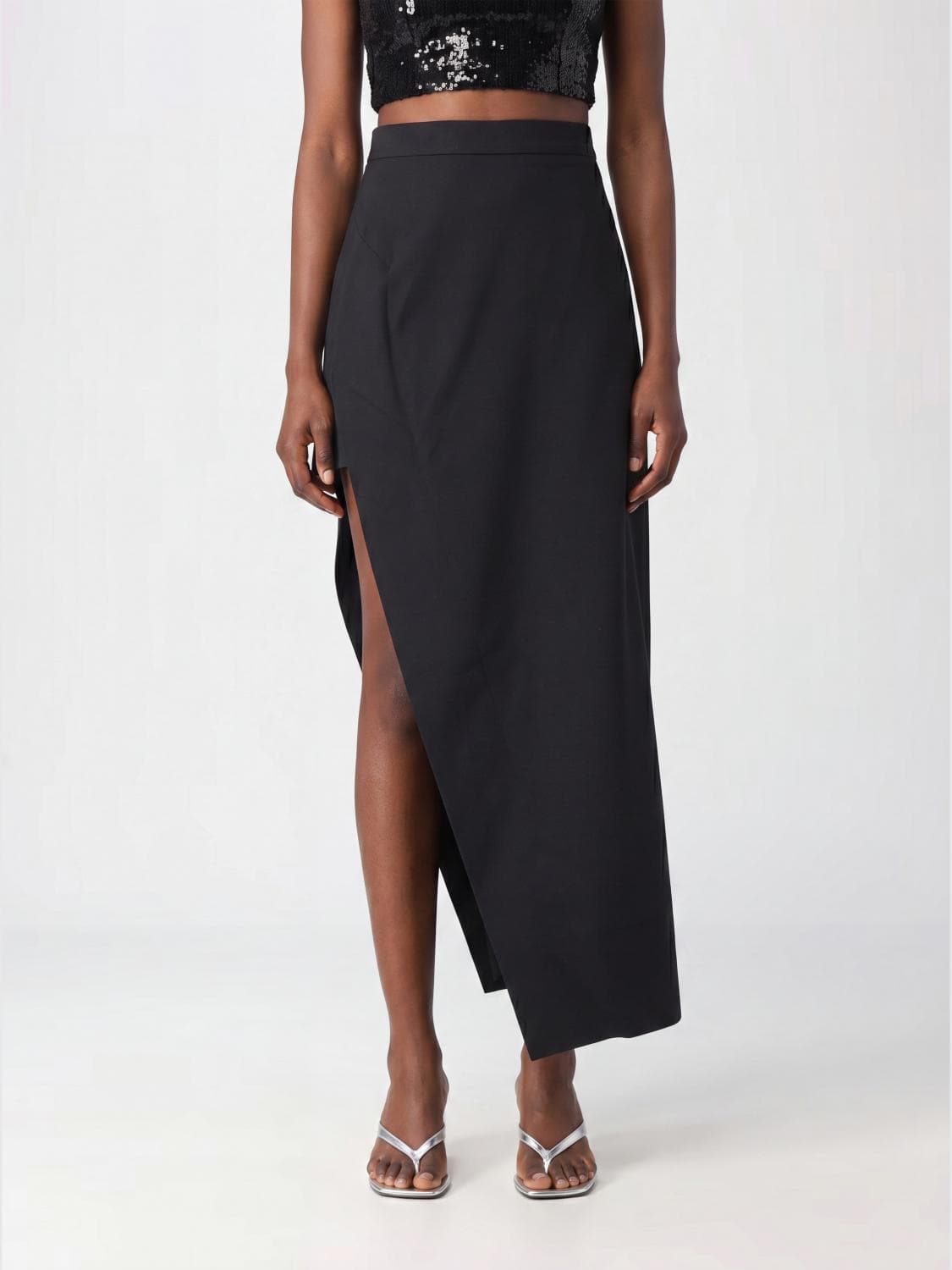 Vivienne Westwood High-Waisted Asymmetrical Midi Skirt in Virgin Wool