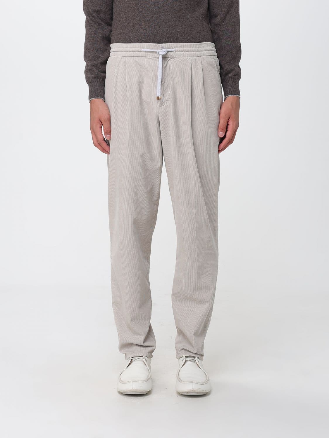 Brunello Cucinelli Velvet Drawstring Trousers with a Medium Rise