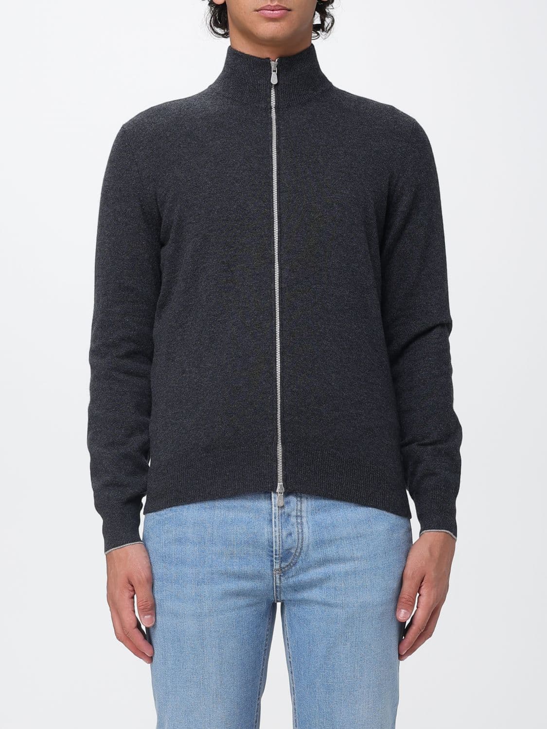 Brunello Cucinelli Slim Fit Cashmere Zip-Up Turtleneck Cardigan