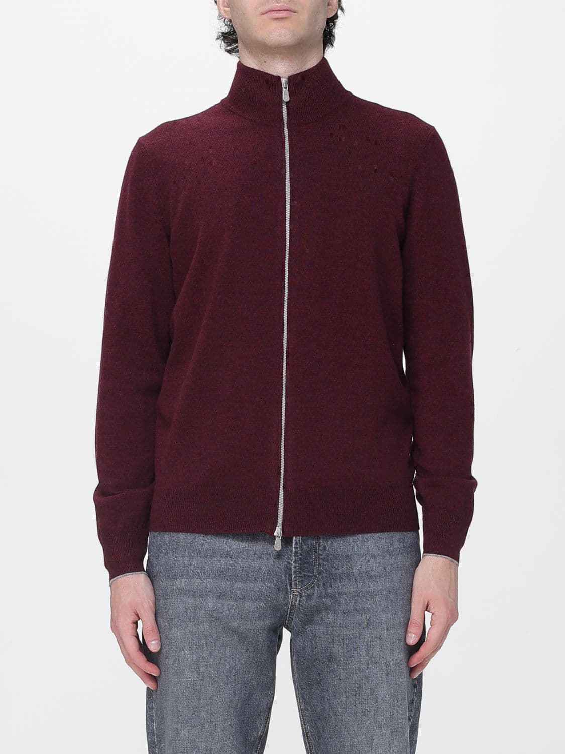 Brunello Cucinelli Slim Fit Cashmere Zip-Up Turtleneck Cardigan