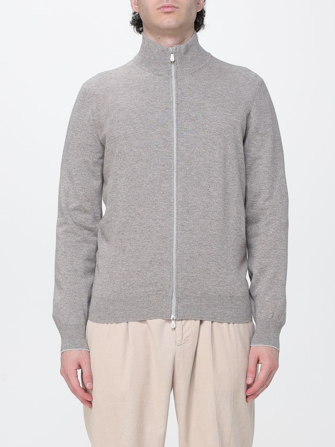 Brunello Cucinelli Slim Fit Cashmere Zip-Up Turtleneck Cardigan