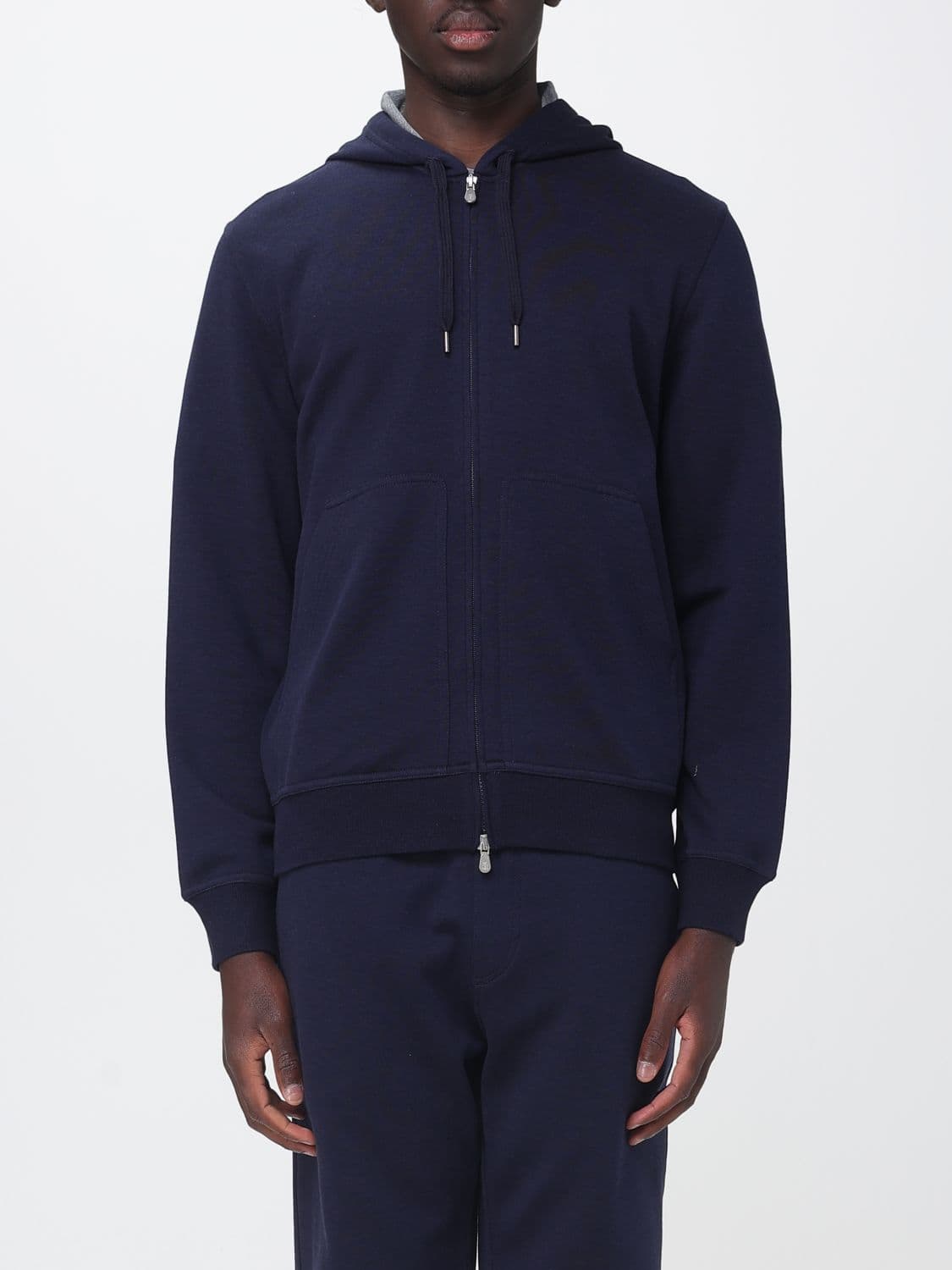 Brunello Cucinelli Full-Zip Cotton Hoodie with Drawstring