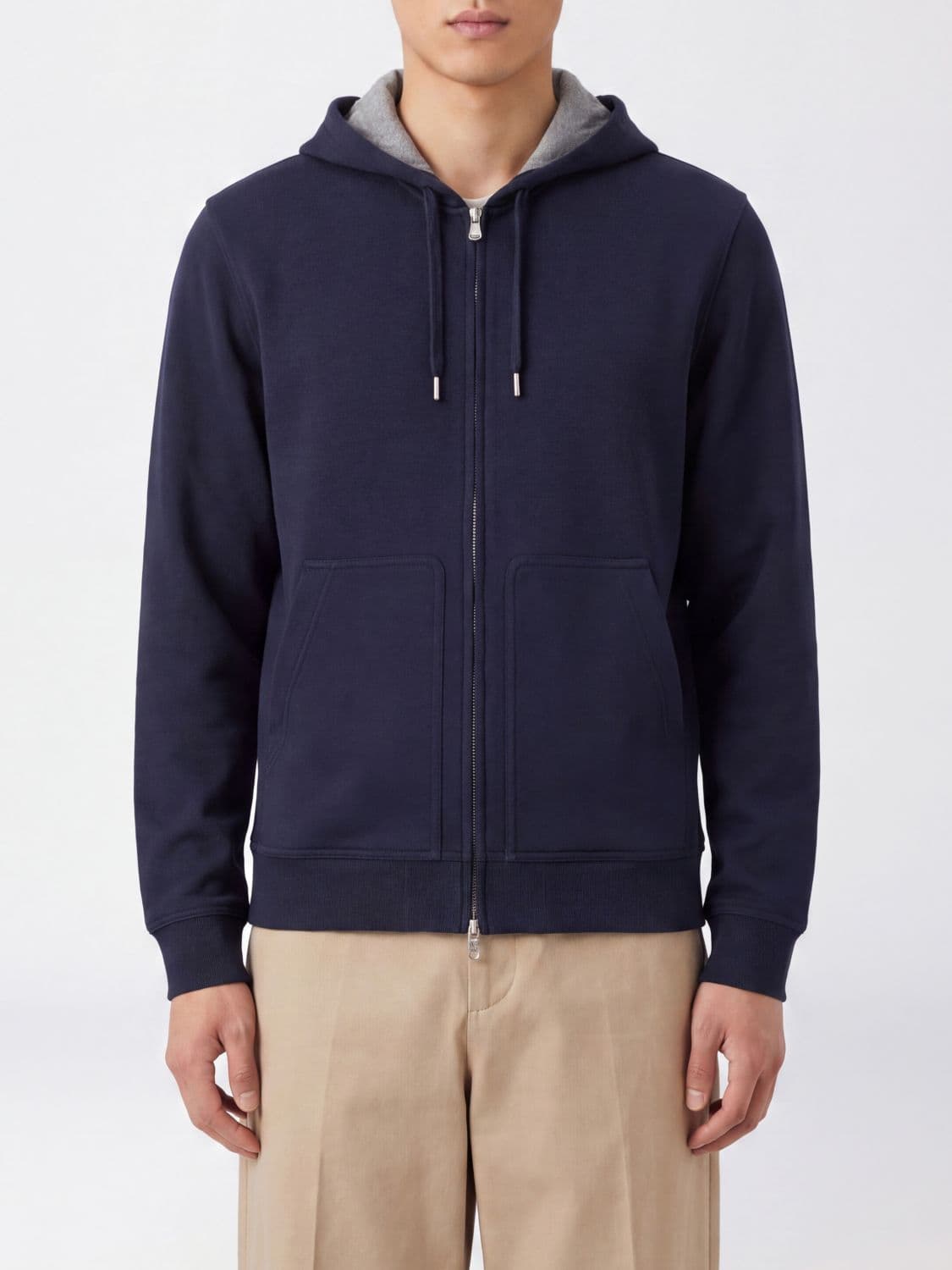 Brunello Cucinelli Full-Zip Cotton Hoodie with Drawstring