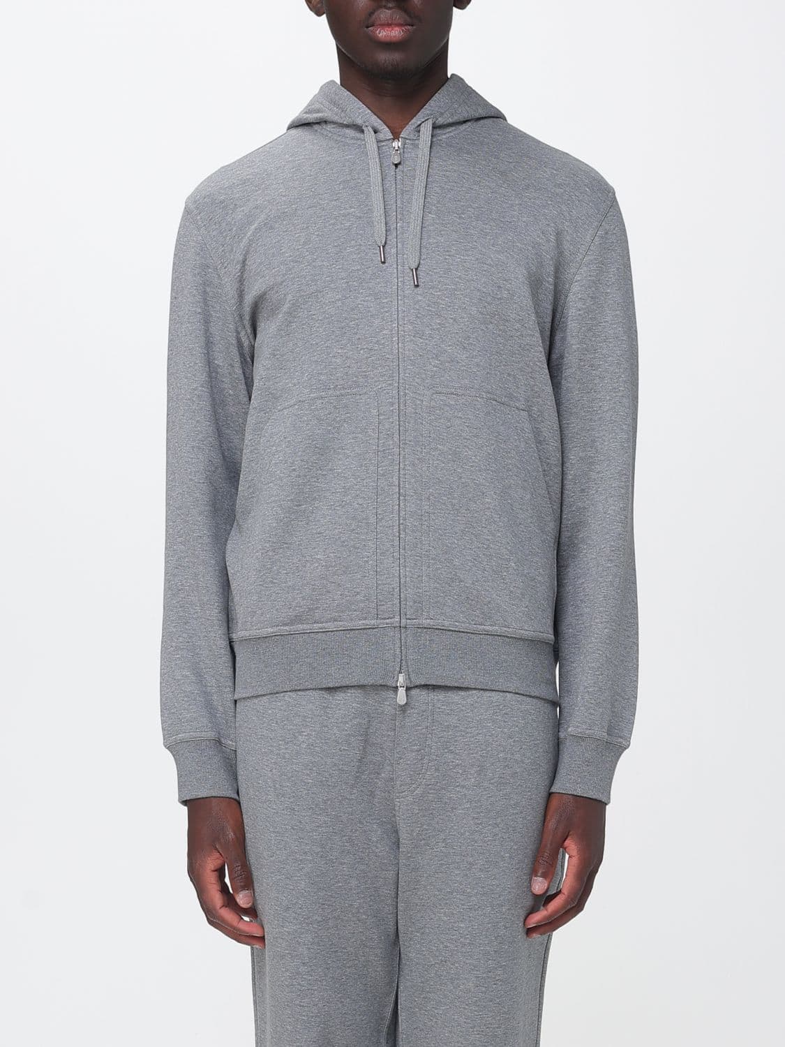 Brunello Cucinelli Full-Zip Cotton Hoodie with Drawstring
