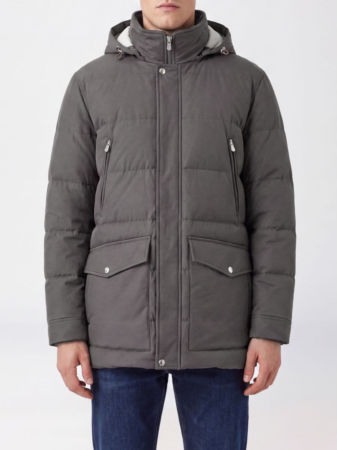 Brunello Cucinelli Short Water-Repellent Nylon Parka with Hood
