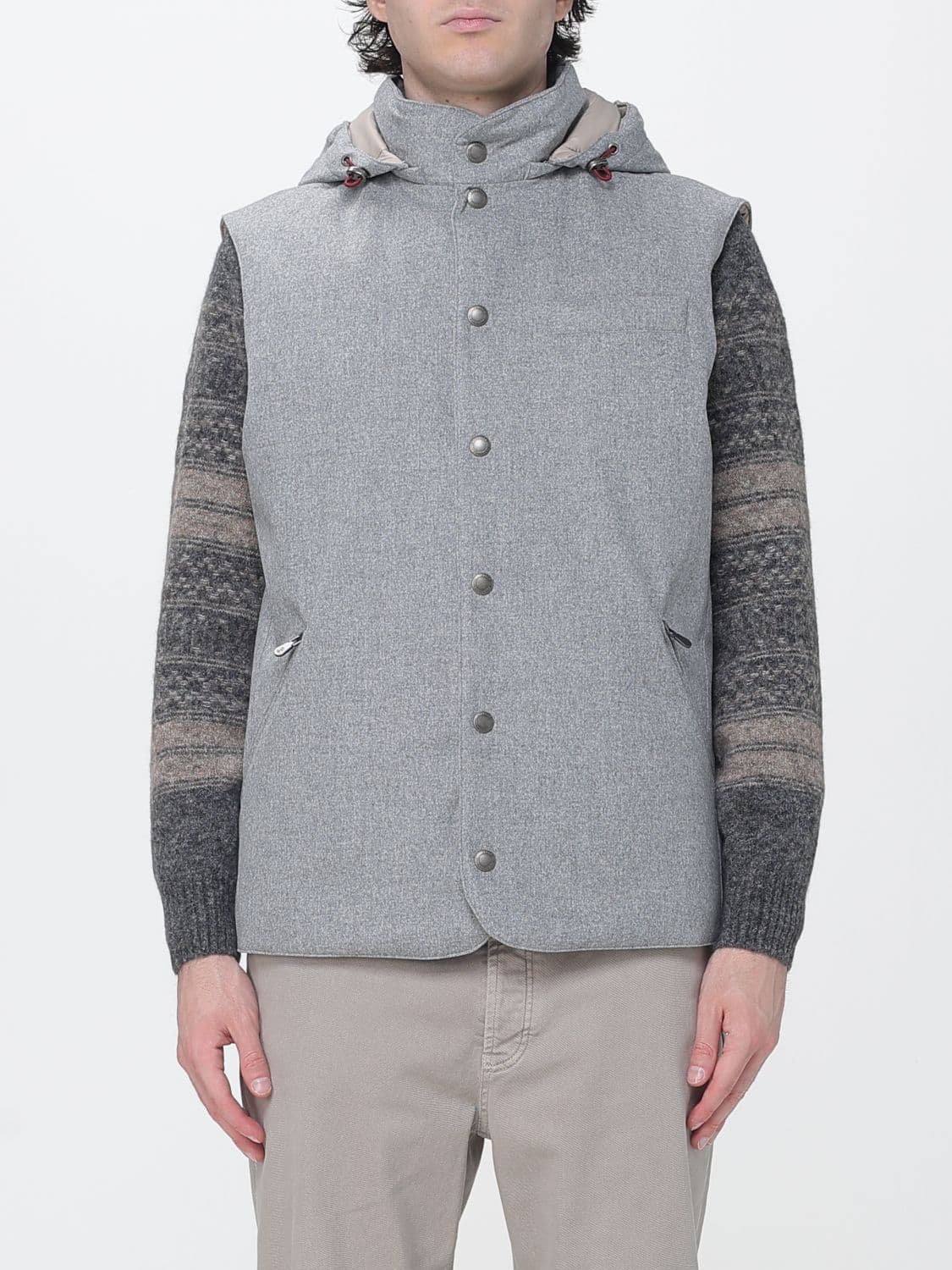 Brunello Cucinelli Padded Wool Vest with Detachable Hood