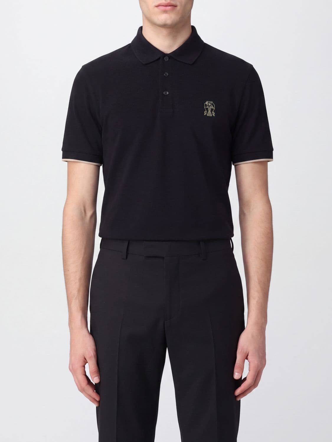 Brunello Cucinelli Short-Sleeved Cotton Polo with Embroidered Logo