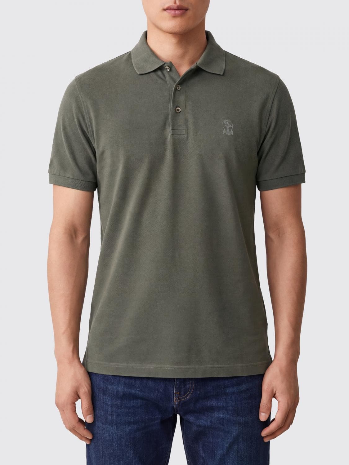 Brunello Cucinelli Short-Sleeved Cotton Polo with Embroidered Logo