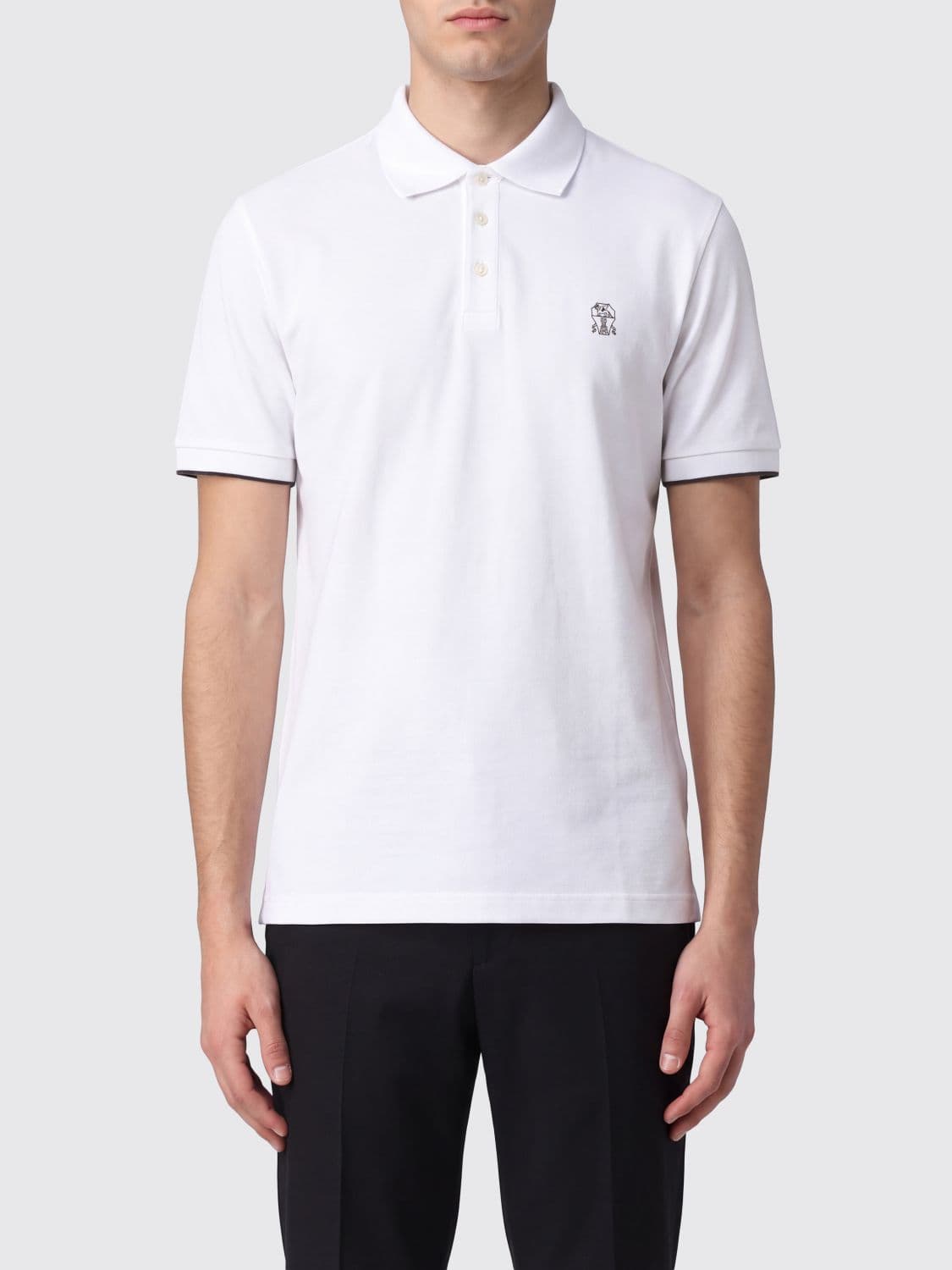 Brunello Cucinelli Short-Sleeved Cotton Polo with Embroidered Logo