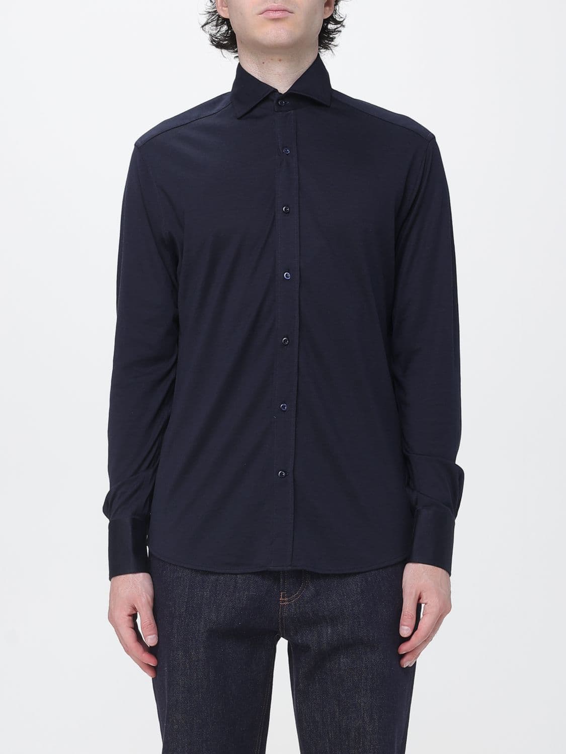 Brunello Cucinelli Slim Fit Cotton and Silk Shirt with French Collar