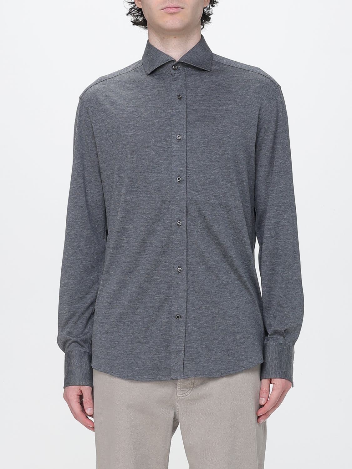 Brunello Cucinelli Slim Fit Cotton and Silk Shirt with French Collar