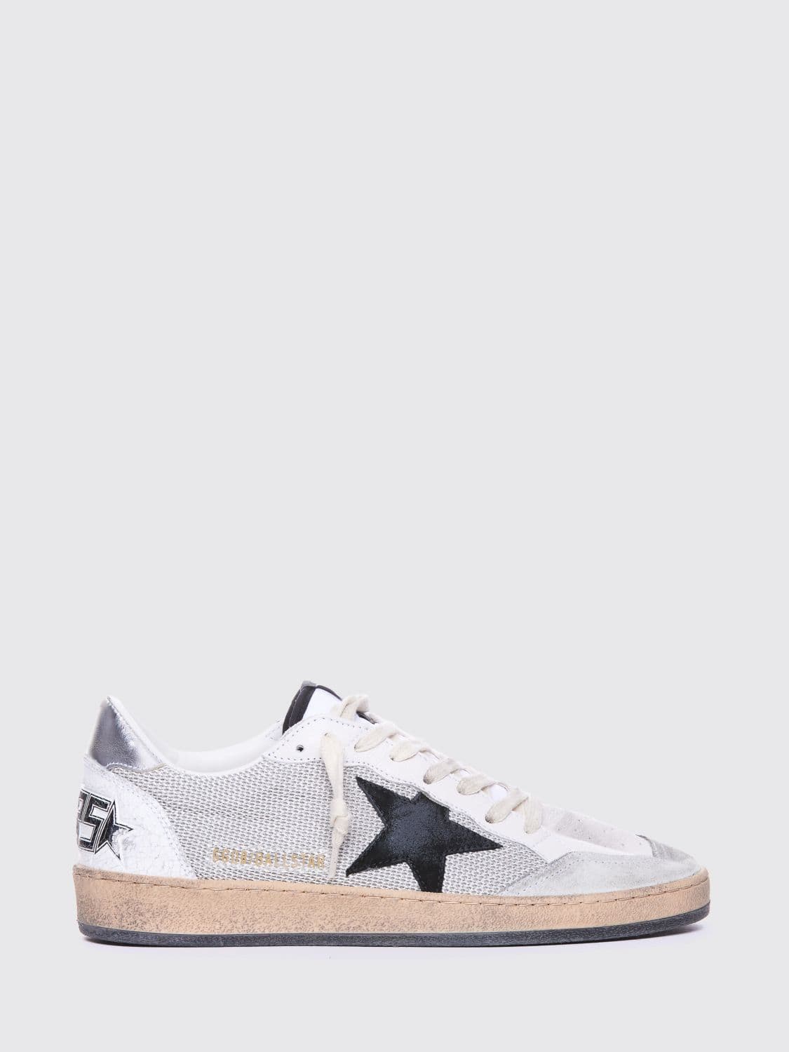 Golden Goose Ball Star Low Top Trainers in Leather and Mesh with Distressed Effect