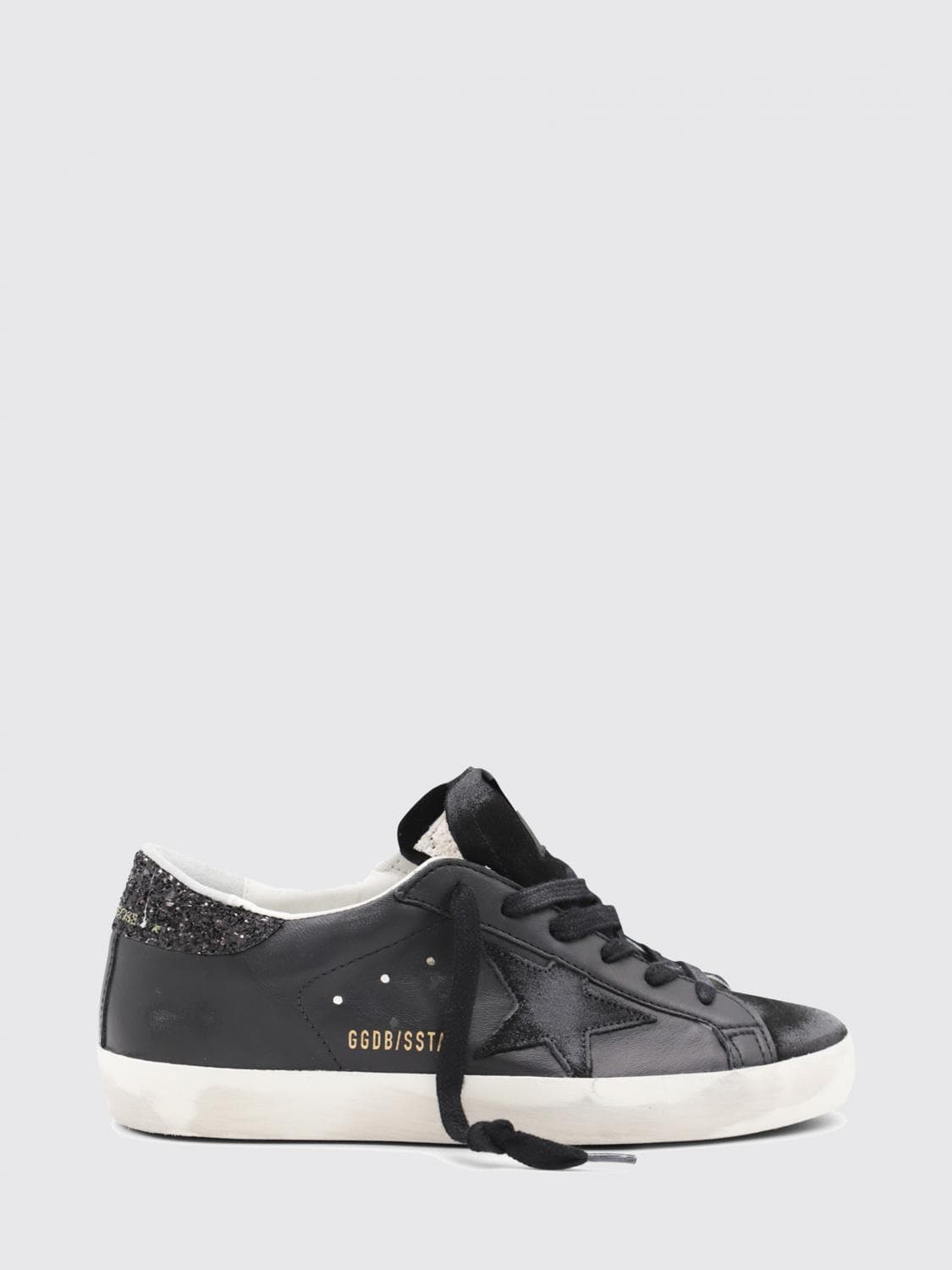 Golden Goose Super-Star Glitter Leather and Nappa Trainers with Distressed Effect