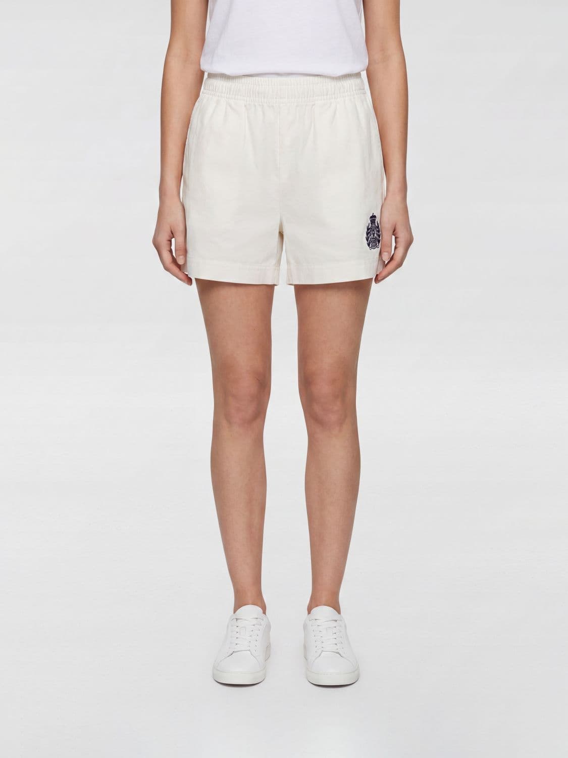 Sporty & Rich Cotton Shorts with Elasticated Waist and Contrast Logo