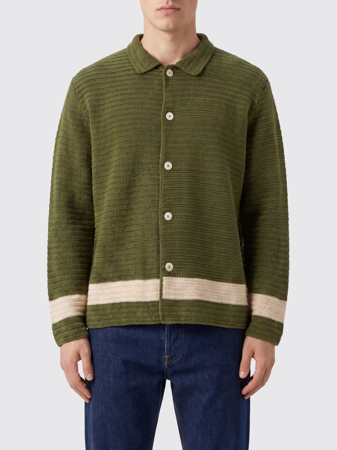 Bode Long-Sleeve Crochet Cotton Shirt with a Relaxed Fit