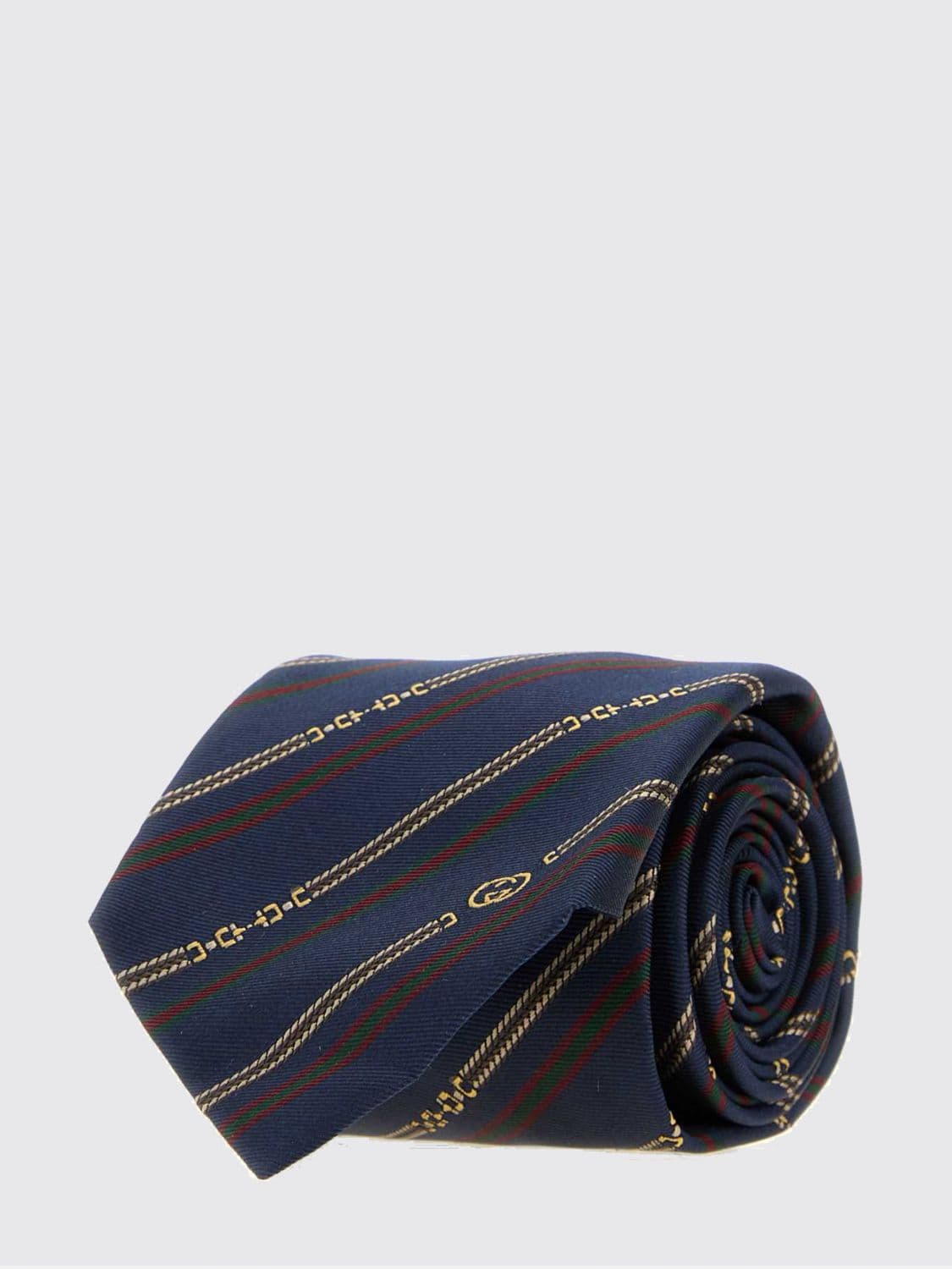 Gucci Silk Tie with Regimental Pattern and GG Jacquard Monogram