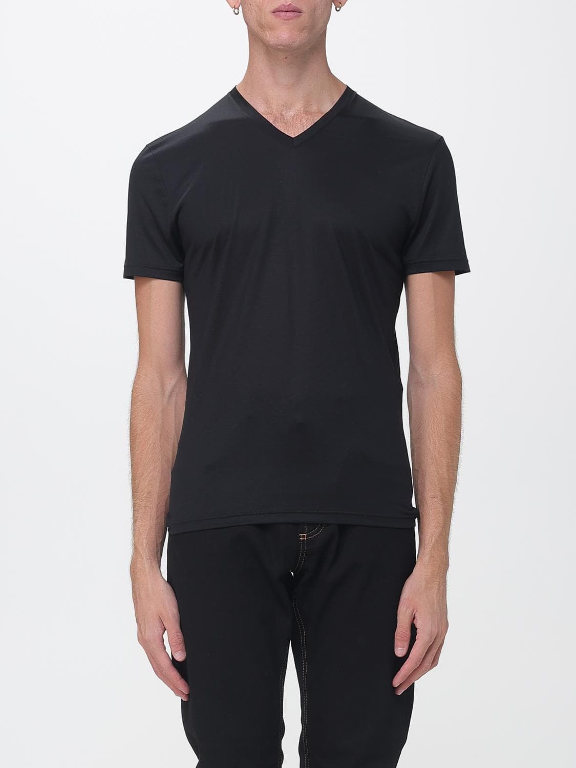 Gucci Slim Fit T-shirt in Stretch Modal Jersey with V-Neck
