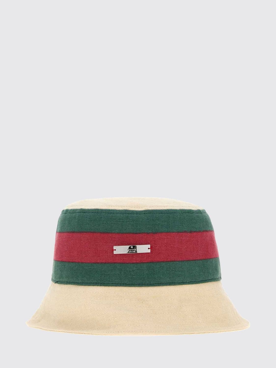 Gucci Striped Cotton Canvas Bucket Hat with Web Detail