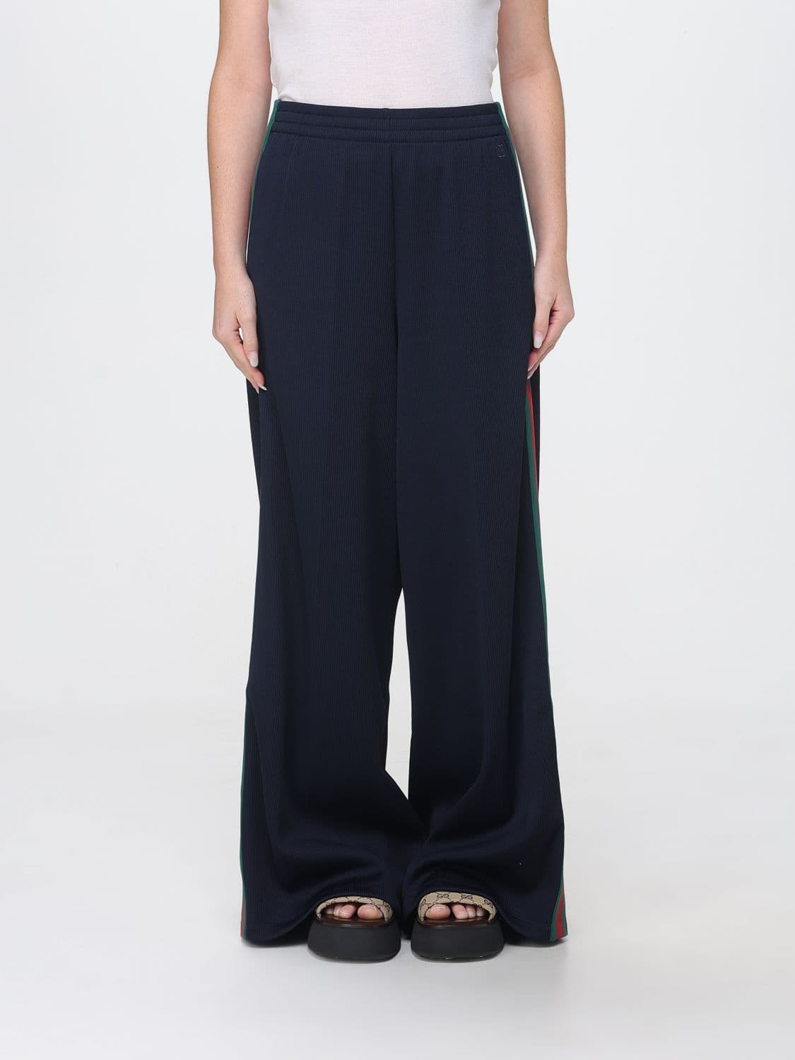 Gucci High-Waisted Wide-Leg Cotton Jersey Trousers