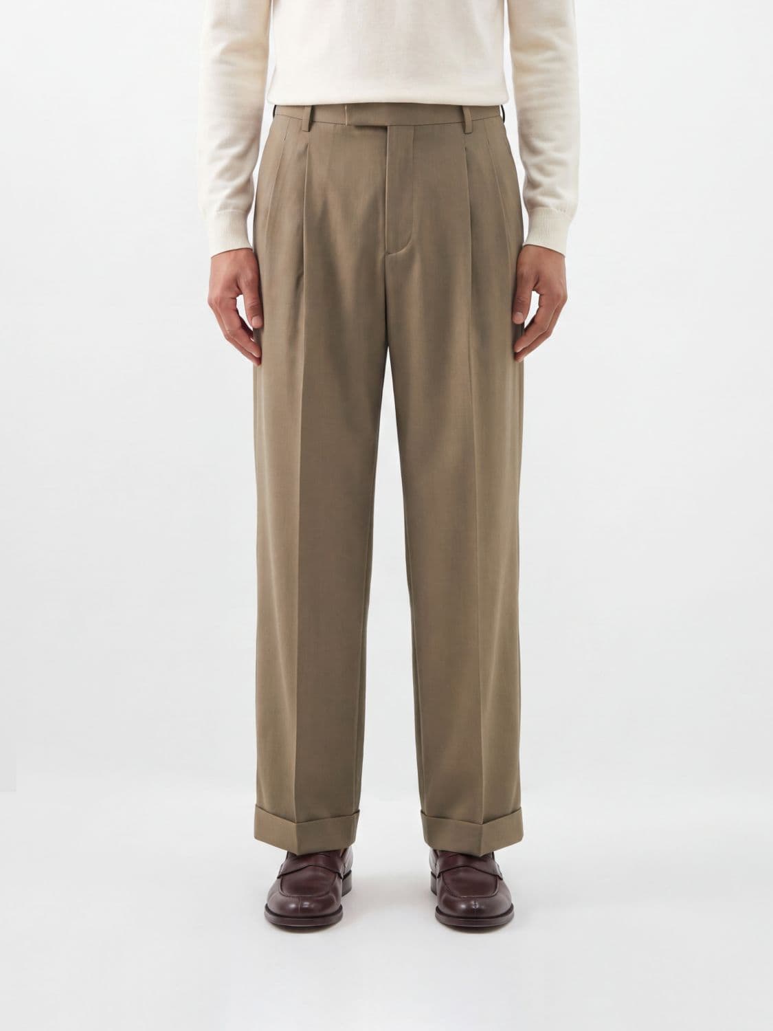 Valentino Garavani Pleated Wide-Leg Trousers in Virgin Wool