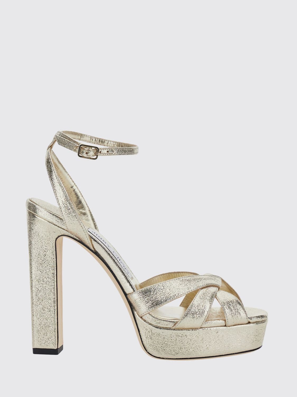 Jimmy Choo Kove Platform Sandals in Laminated Nappa with a High Heel