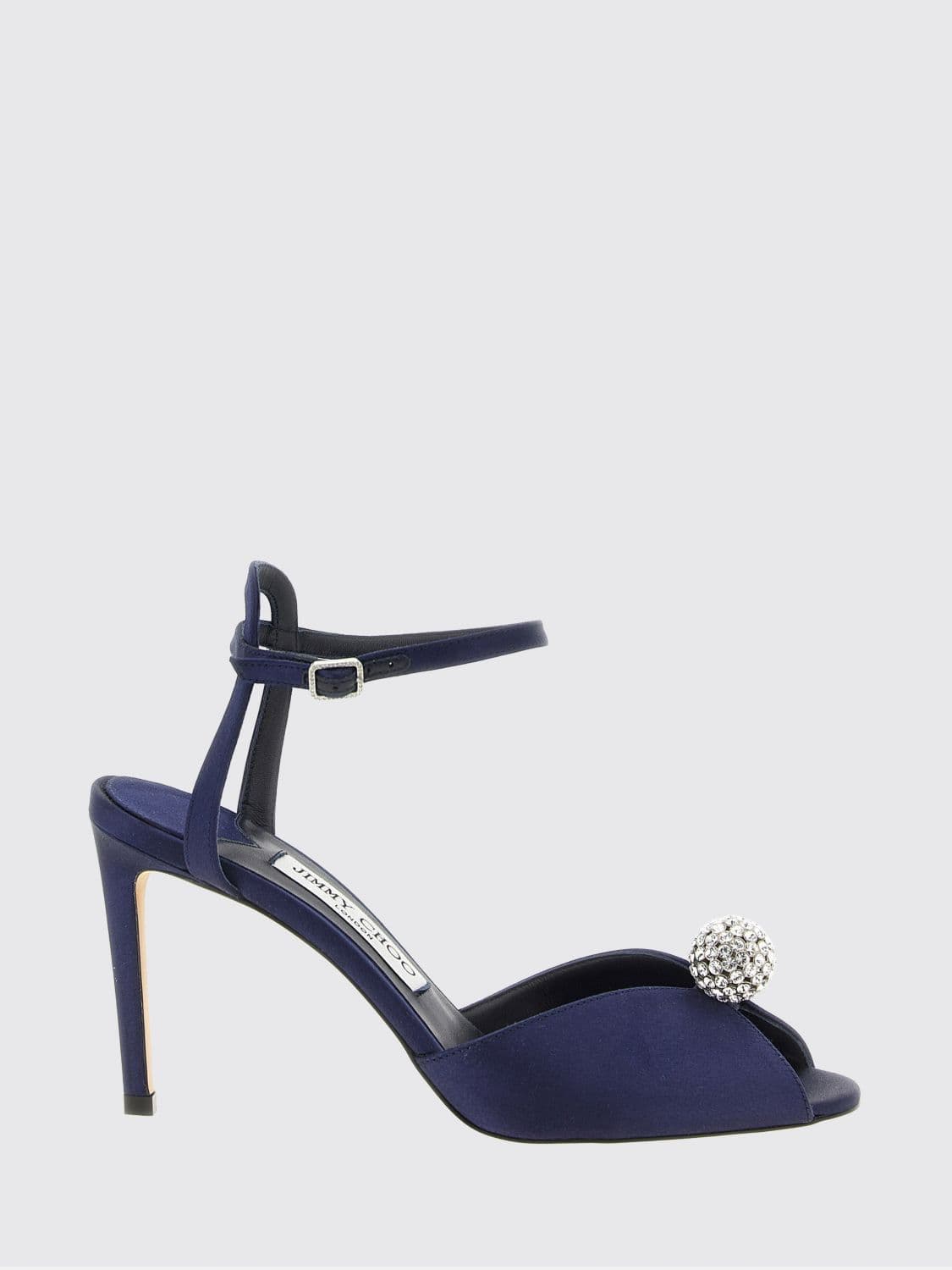 Jimmy Choo Sacora Satin Stiletto Heel Sandals with Crystals