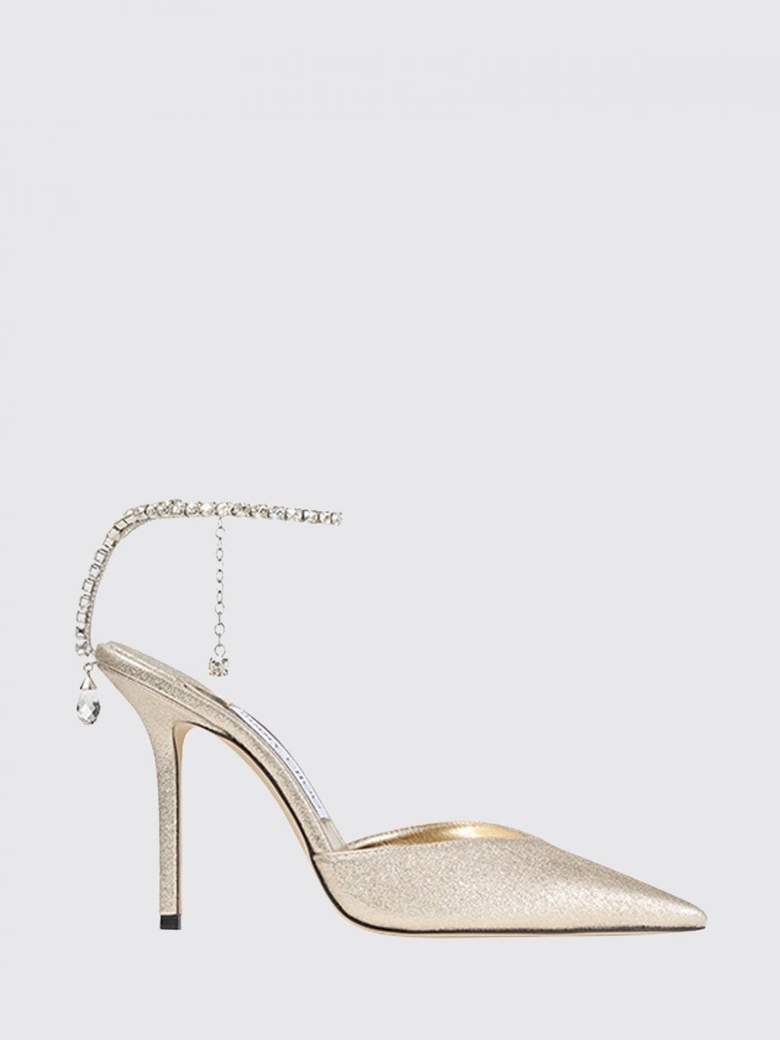 Jimmy Choo Saeda Crystal-Embellished Fabric Court Shoes with Ankle Strap