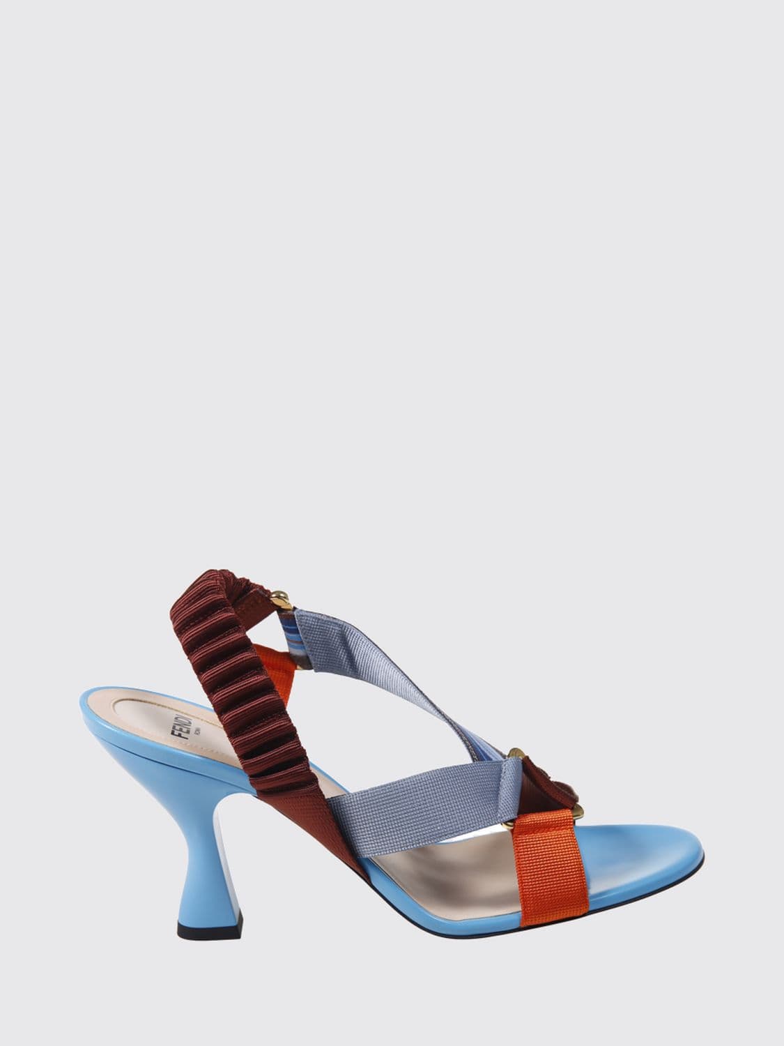 Fendi Colibrì High-Heeled Slingbacks in Technical Fabric with Abstract Print