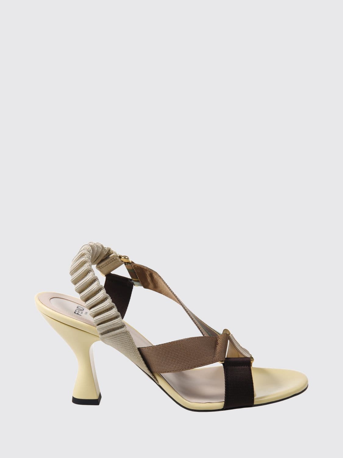 Fendi Colibrì High-Heeled Slingbacks in Technical Fabric with Abstract Print