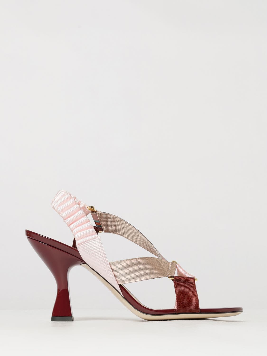 Fendi Colibrì High-Heeled Slingbacks in Technical Fabric with Abstract Print