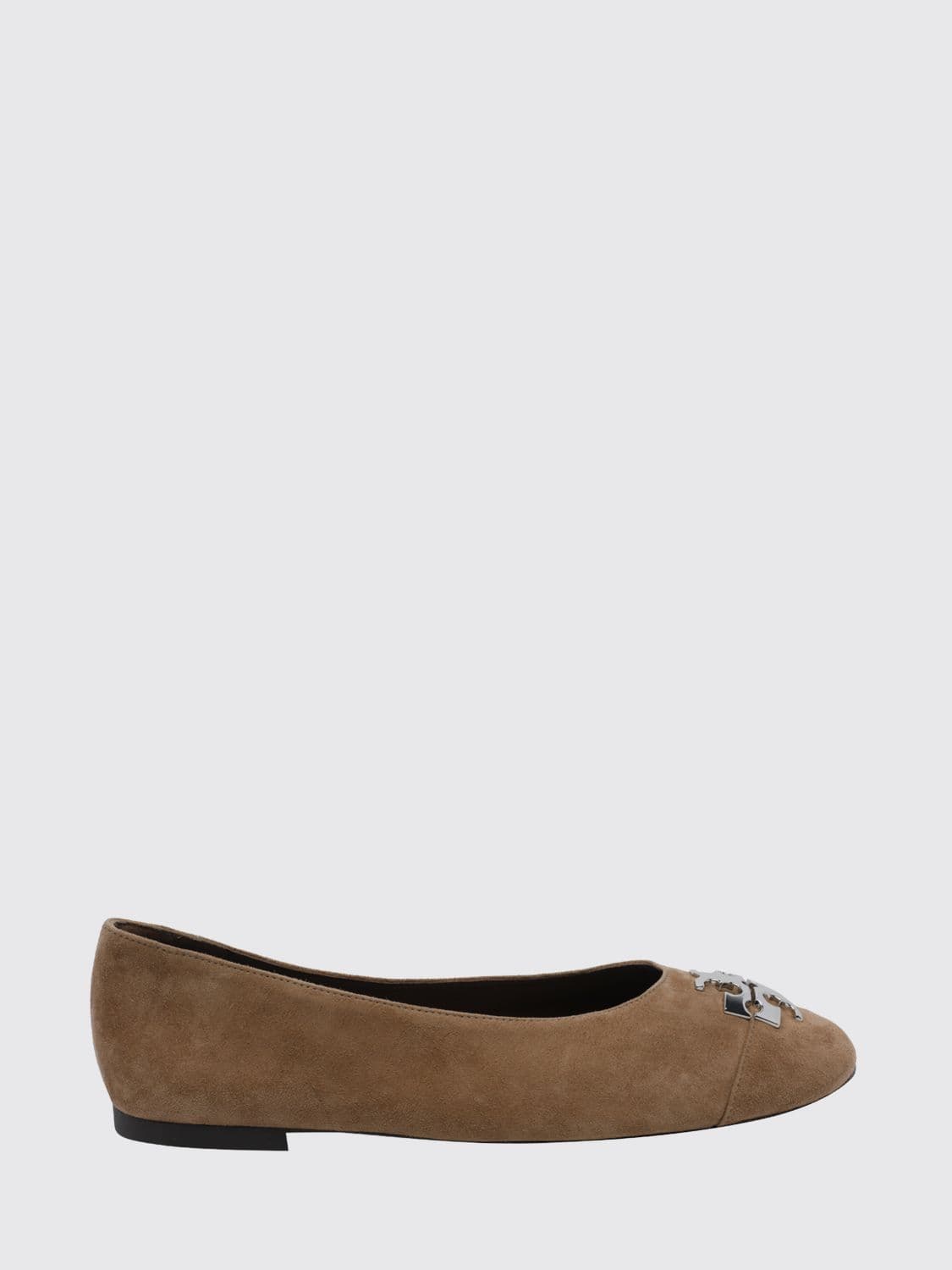 Tory Burch Charlie Suede Ballet Flats with a Round Toe and Double T Logo