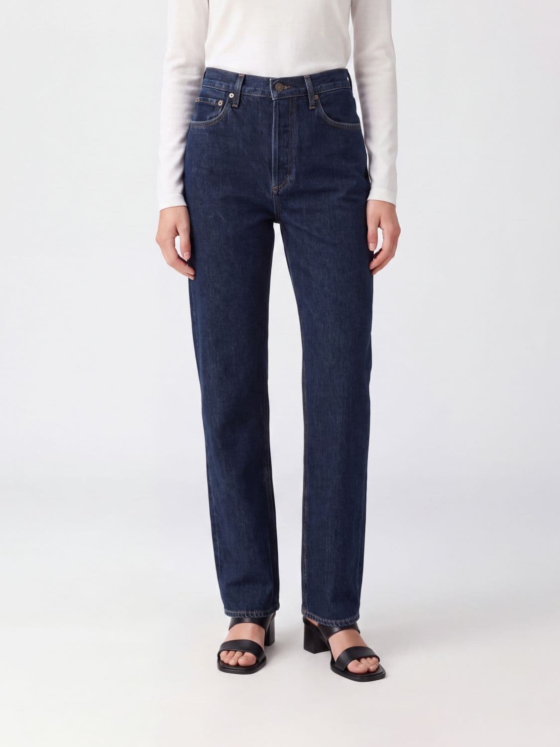 Agolde High-Waisted Straight Leg Jeans in Recycled Cotton Denim