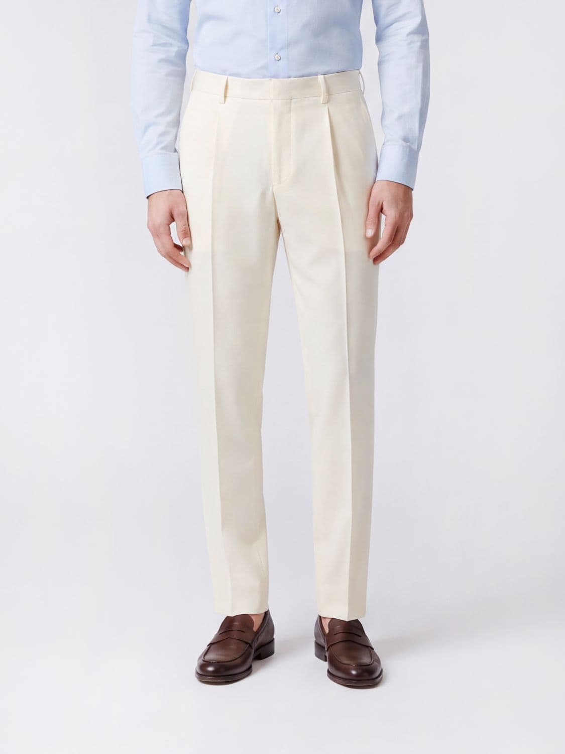 Ferragamo Slim Fit Cotton and Cashmere Tailored Trousers with Concealed Closure · 48
