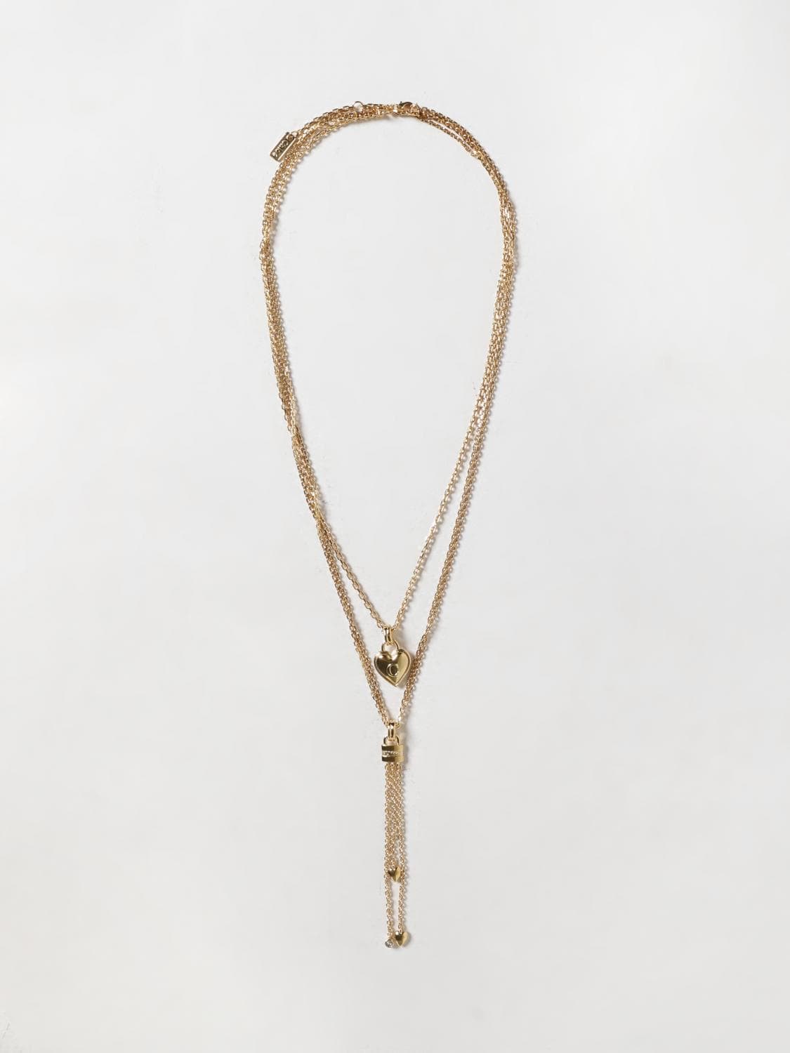 Chloé Multi-Strand Gold-Finish Brass Necklace with Heart Pendant