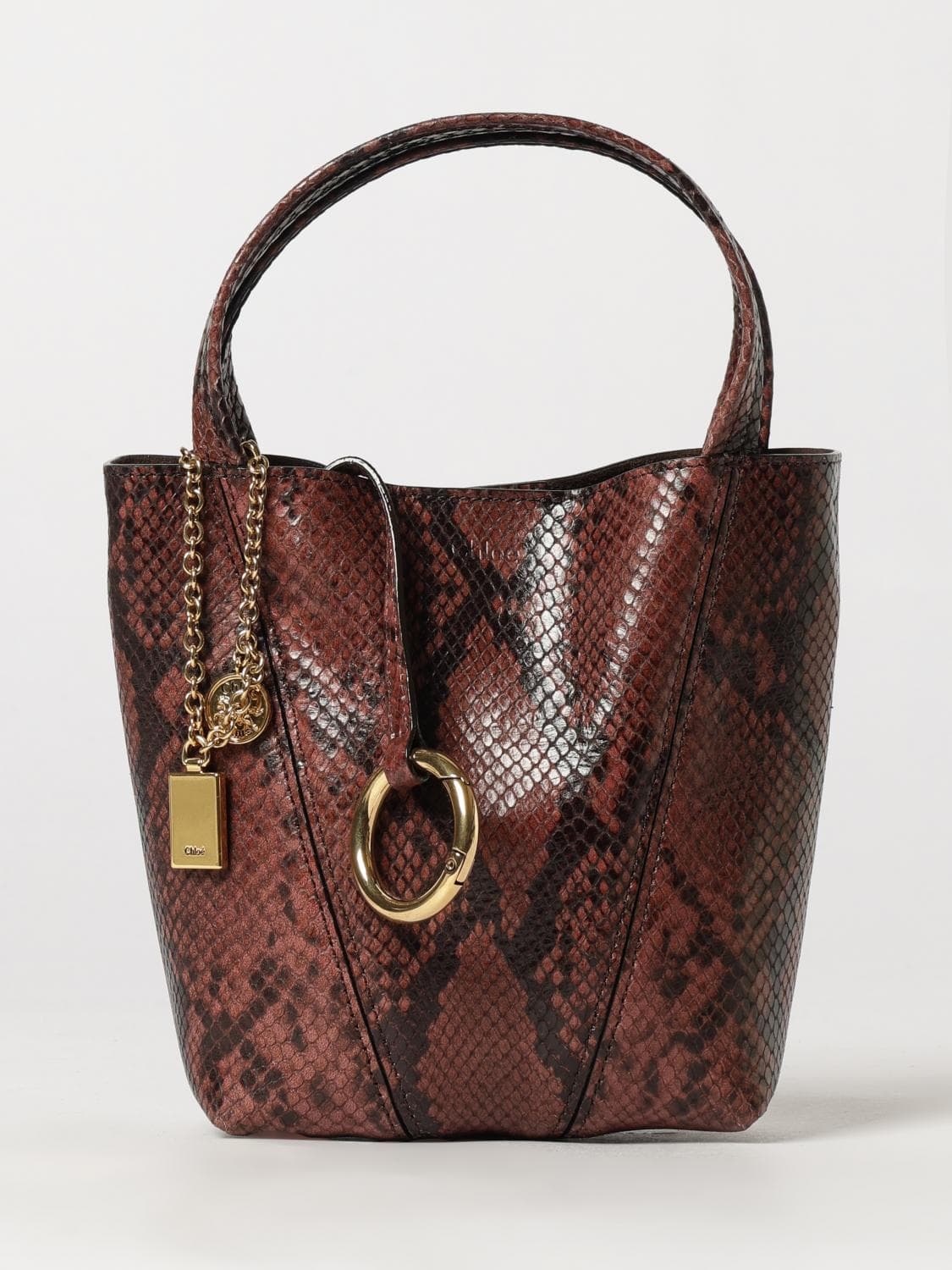 Chloé Spin Mini Bag in Python-Print Leather with Removable Strap